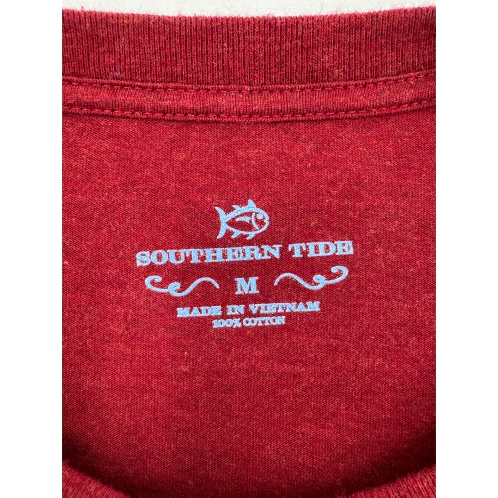 Southern Tide T-Shirt Mens Medium M Red Fish‎ Finder GPS Long Sleeve Tee Cotton - Picture 8 of 8